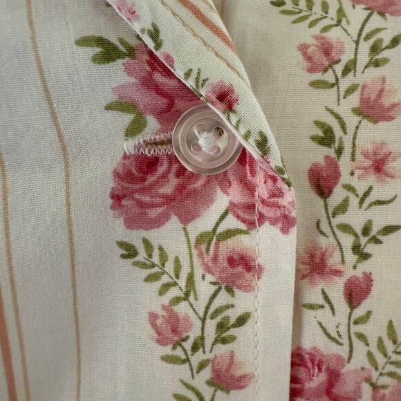 WeWoreWhat Floral Stripe Long Sleeve Pajama Top Ivory Pink Rose Size M - Picture 6 of 8
